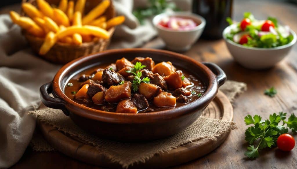 découvrez notre menu complet avec une délicieuse carbonade flamande accompagnée de ses meilleurs accompagnements pour un repas traditionnel savoureux.