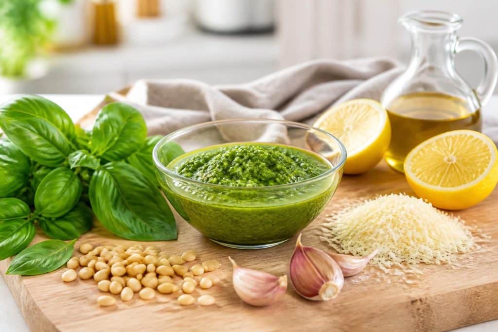découvrez notre recette facile et rapide pour préparer un pesto maison au basilic frais, idéal pour accompagner vos pâtes et plats préférés.