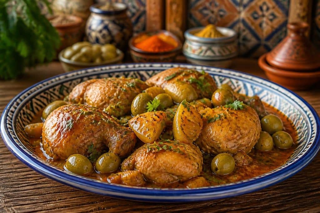 découvrez notre recette traditionnelle et facile du poulet aux olives à la marocaine, un plat savoureux et authentique pour régaler toute la famille.