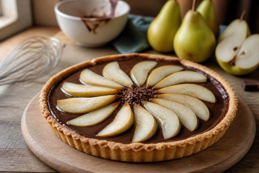 découvrez la recette facile et rapide de la tarte poire chocolat de cyril lignac, un dessert gourmand alliant douceur des poires et richesse du chocolat.
