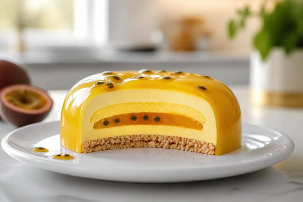 découvrez notre recette facile et gourmande d'entremet mangue passion, un dessert frais et exotique parfait pour toutes les occasions.