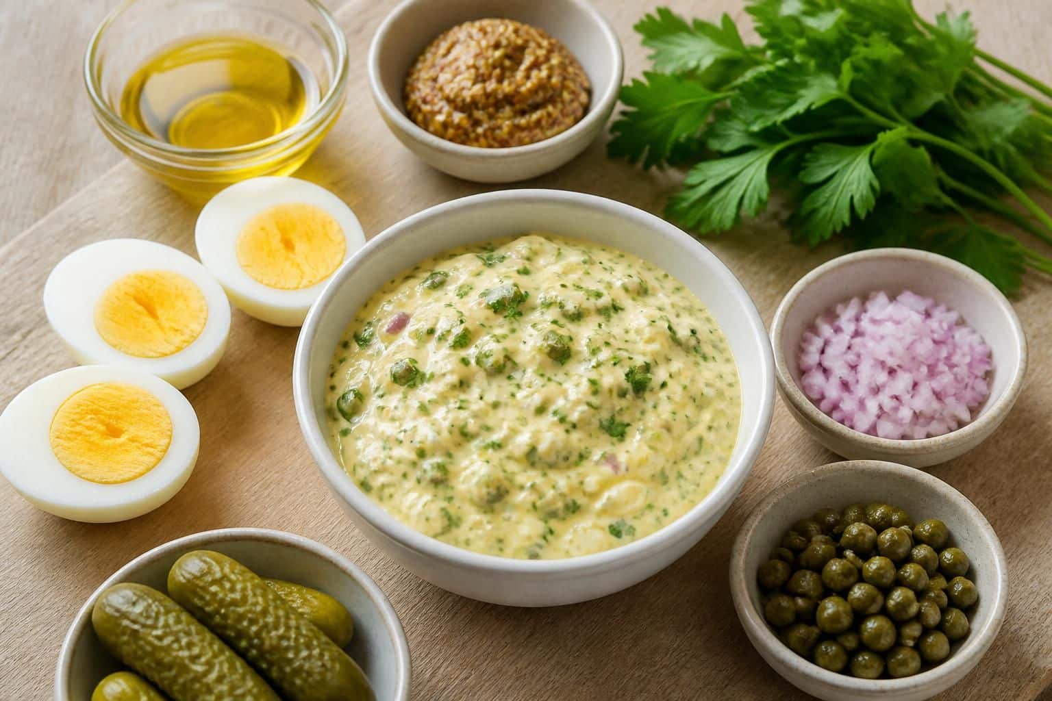 découvrez notre recette facile de sauce gribiche, préparée avec des ingrédients traditionnels pour un goût authentique et savoureux.