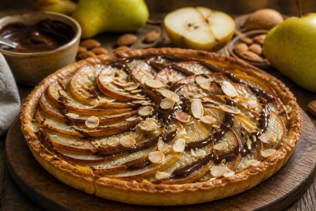 découvrez une recette facile et gourmande de tarte poire chocolat amande, alliant la douceur des poires à la richesse du chocolat et le croquant des amandes. parfaite pour toutes les occasions !