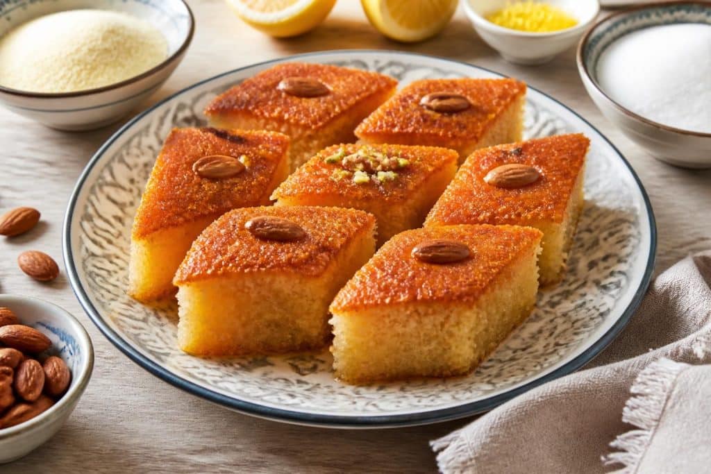 découvrez notre recette facile et rapide de basboussa, un gâteau oriental à la semoule moelleux et savoureux, parfait pour toutes les occasions.