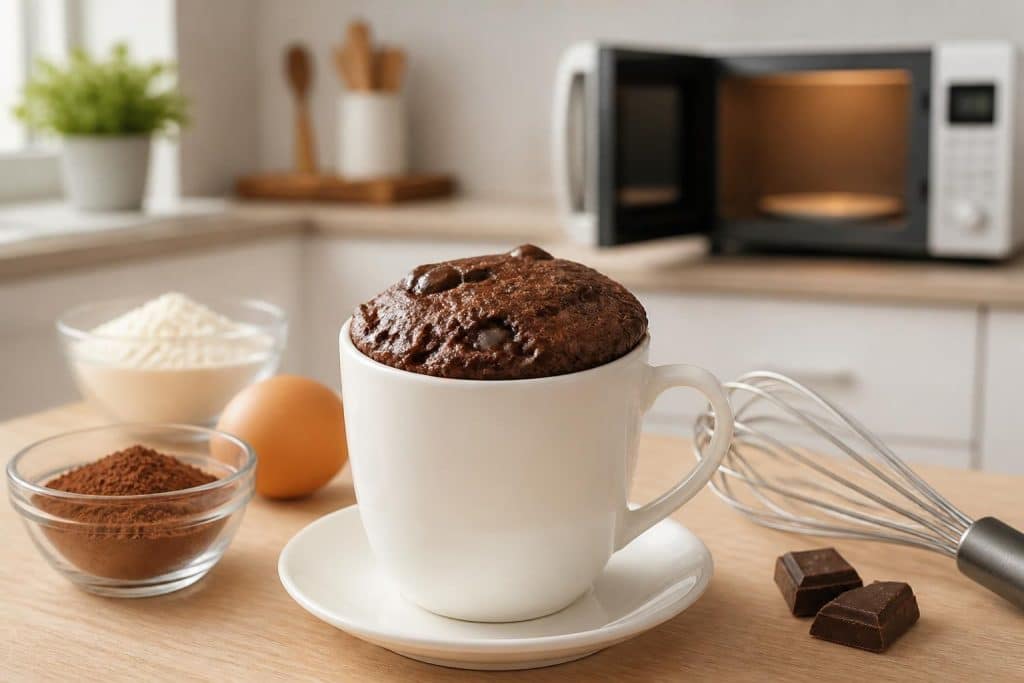 découvrez une recette rapide et facile de mug cake au chocolat en poudre à préparer au micro-ondes. un dessert gourmand prêt en quelques minutes pour satisfaire toutes vos envies.